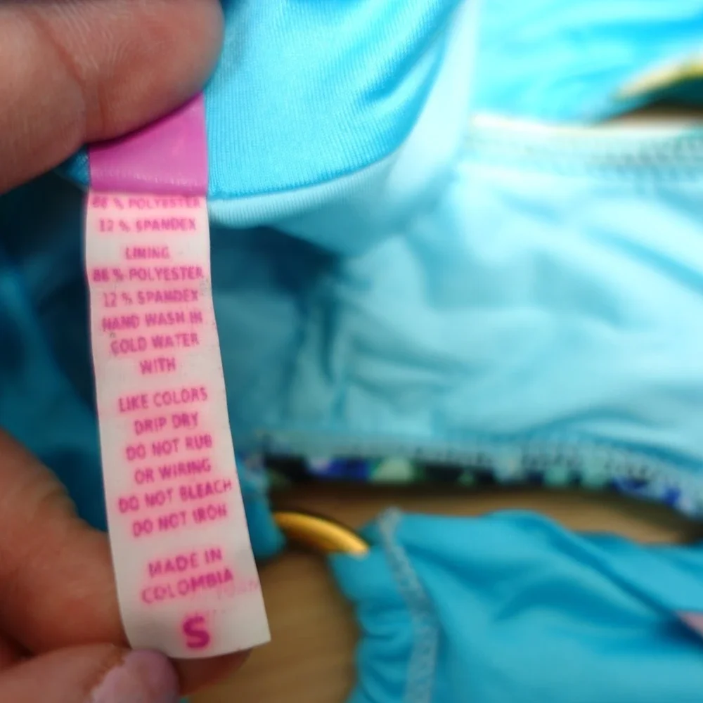 Blue Bikini Set Women S MILAGUA Halter Bandeau Gold Ring Sexy Cheeky Latina NEWS